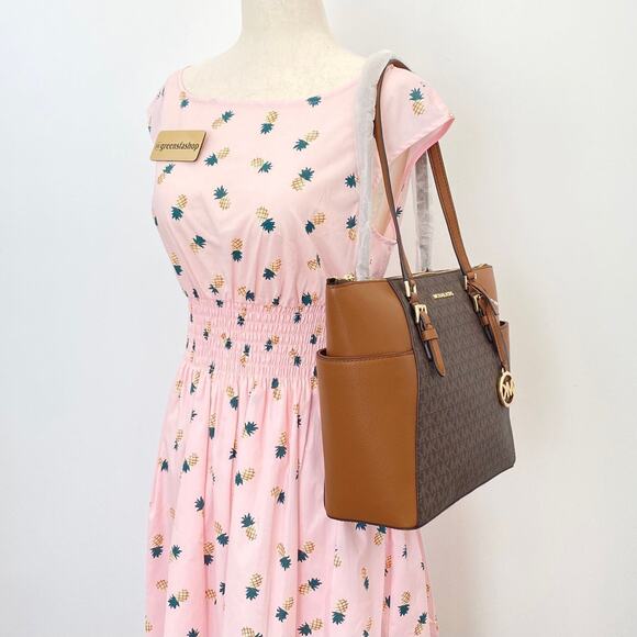 Michael Kors Charlotte Top Zip Tote shoulder bag brown - Picture 9 of 9